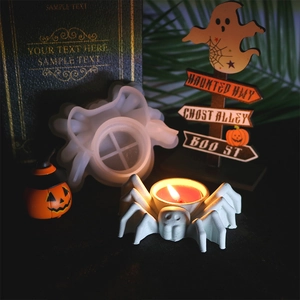Spider silicone candle holder mold for DIY Halloween resin crafts with tealight display