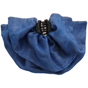 Retro pleated denim fabric semi-circle shark clip for elegant ponytail styling