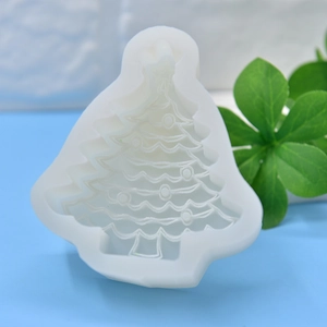 Christmas tree silicone mold for DIY candles and soap with star top and layered texture