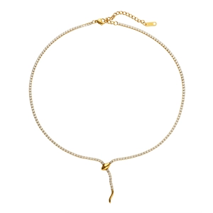 Elegante 18k goud vergulde roestvrijstalen tennis ketting met slangenhanger en kristallen