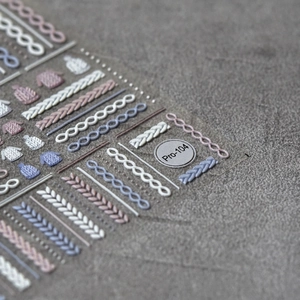 3D embossed nail stickers Pro-104 with pink winter sweater texture and knit patterns