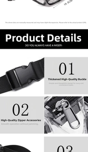 Close-up of clear PVC waist bag featuring smooth metal zippers and adjustable nylon strap