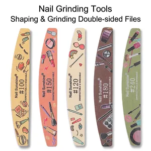 Professional Nail Files EVA Emery Board Double Sided Washable Disinfectable Half Moon Buffer For Manicure Pedicure