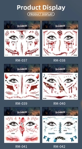 Six different styles of waterproof Halloween scar and wound face tattoo stickers RM-037 to RM-042
