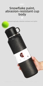 Close-up of matte black 316 stainless steel vacuum bottle with durable snowflake finish