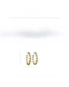 Detail of vintage gold-plated hoop earrings with stars, zircons and faux pearls