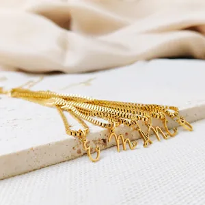 Stainless Steel Alphabet Necklace For Women Gold Silver Letter Pendant Box Chain Initial Heart Clavicle Chain Jewelry