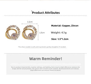 Detailed size chart for gold plated hollow hoop earrings with cubic zirconia inlay