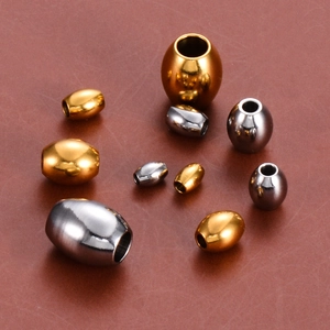 Perles ovales en acier inoxydable or et argent pour la fabrication de bijoux DIY