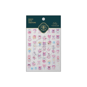 3D laser relief nail art stickers with sweet bow and heart designs on a gray background
