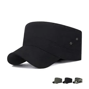 Cappello Cadet Regolabile In Cotone Tela Traspirante Flat Top Berretto Militare Per Esterno Casual Unisex