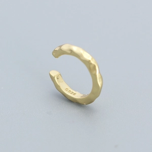 925 sterling silver hammered gold ear cuff for non-pierced ears with S925 engraving