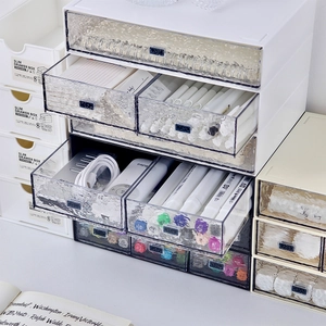 Stapelbarer Wellen-Schubladen-Organizer für Kosmetik und Bürobedarf mit klarem Design