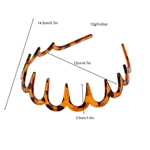 Brown tortoise shell wavy headband with non-slip teeth for women fashion hair styling