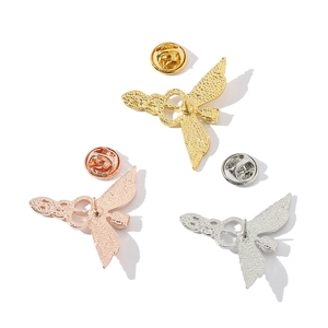Caduceus Engelsflügel Broschen in Gold, Silber und Roségold mit Schmetterlingsverschluss