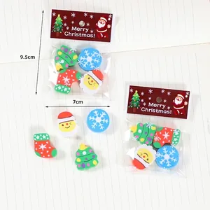 Christmas tree and Santa Claus eraser set in packaging, 4 pieces per bag, 28g weight
