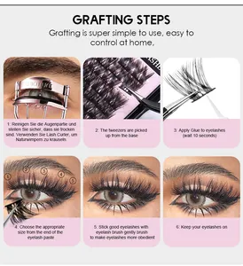 Step-by-step tutorial for applying cluster lashes with glue and tweezers instructions