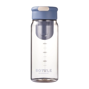Portable tea infuser bottle with Morandi blue lid and 400ml capacity markers