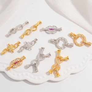 925 Sterling Silver Connector Buckle Inlaid Zircon Jewelry Clasp Findings For DIY Necklace Bracelet Making Infinity