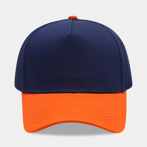 Casquette de baseball en coton bleu marine et orange contrasté avec visière surpiquée