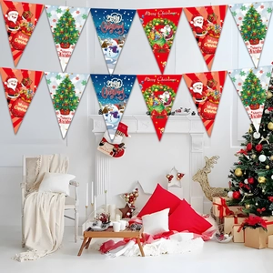 Detailed festive scene featuring Santa Claus and snowman triangle bunting over a fireplace