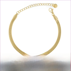Detail view of 4.2mm 18K gold plated stainless steel snake chain with lobster clasp