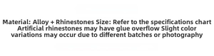 Quality guide for alloy and rhinestone charms showing material and craft details