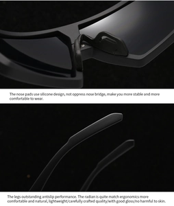 Close-up of ergonomic black silicone nose pads and anti-slip temples on oversized sunglasses