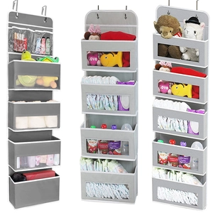Over The Door Hanging Storage Bag Non Woven Fabric With Clear Windows Organizer For Nursery Bedroom Bathroom Closet Household
