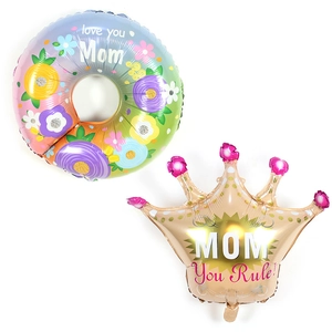 Mother's Day flower wreath balloon and crown shaped foil balloon set for party decor