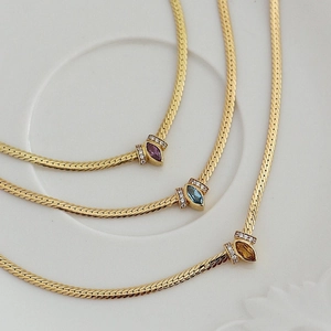 Marquise Zircon Pendant Necklace Stainless Steel 18K Gold Plated Snake Bone Chain Elegant Luxury Clavicle Jewelry For Women