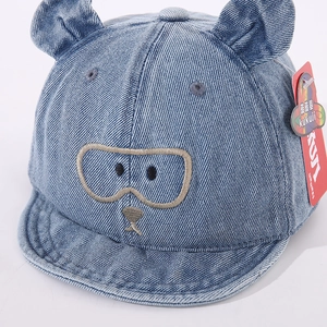Casquette de baseball en jean pour bébé avec oreilles d'ours 3D et broderie de dessin