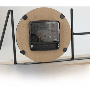 Detailed close-up of Sangtai 6168S silent quartz movement on Nordic wooden clock back