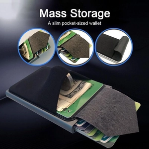 Slim metal RFID blocking wallet with elastic cash pocket and high-capacity card storage