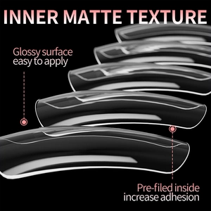 Detail of dual-texture nail tips showing glossy surface and inner matte texture