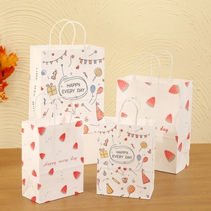 Sacchetto Regalo In Carta Kraft Portatile Con Manico Stampa Motivo Festa Anguria Borsa Per La Spesa Per Festa Di Compleanno Ogni Giorno