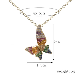 Detailed view of butterfly pendant with dimensions and weight info on white background