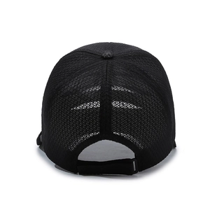 Black breathable mesh baseball cap with ponytail hole design for summer outdoor sports