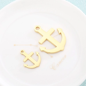 Polished gold anchor pendants in two sizes for couples jewelry necklaces or earrings