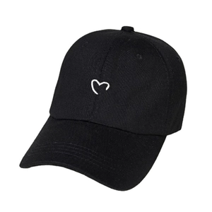 Cotton Baseball Cap Heart Embroidery Adjustable Strap Curved Brim Outdoor Sunshade Casual Hat For Men Women