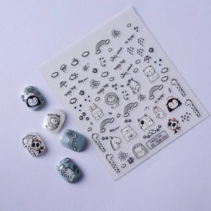 Stickers à ongles 5D avec reliefs animaux mignons et arcs-en-ciel pour la décoration