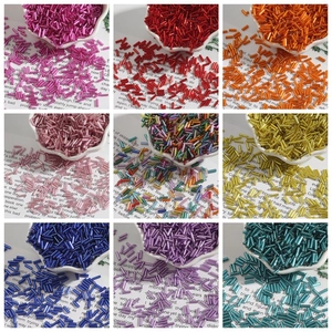 Silver-Lined Glass Bugle Beads Tubular Seed Beads For DIY Jewelry Making Sewing Clothing Decoration Multiple Colors