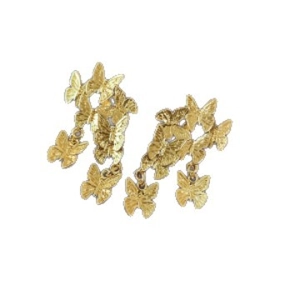 Élégantes boucles d'oreilles dorées à pampilles papillon de style vintage