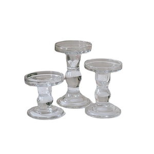 Set of 3 elegant crystal glass candle holders in various sizes for luxury home decor