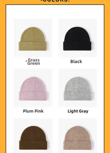 Detailed knit texture display of thick winter beanies in six various versatile colors
