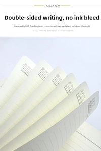 Detail view of 80g Daolin paper with faint gray lines and weekday icons in an A5 notebook