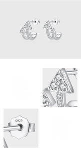 Detailed macro view of S925 sterling silver earrings with pave setting 5A cubic zirconia