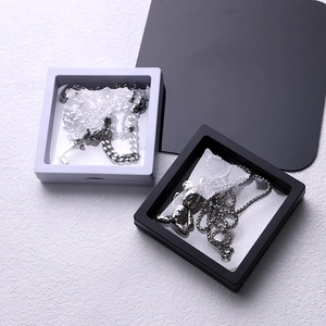 White and black 3D floating jewelry display cases with PE film for necklaces