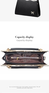 Internal layout of bow bridal handbag with five compartments for iPad and essentials