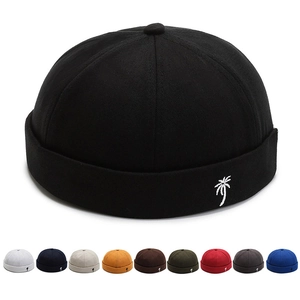 Docker Hat Brimless Cap Cotton Twill Coconut Tree Embroidery Adjustable Streetwear Casual Hip Hop For Men Women